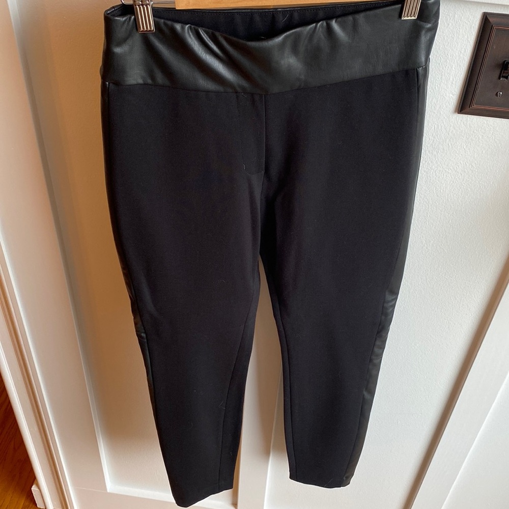 Express faux leather striped leggings